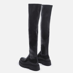 Overknee-Stiefel im britischen Stil mit dicker Sohle