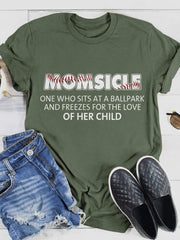 Baseball Momsicle Print Short Sleeve T-shirt