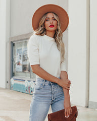 Kashmira Strickoberteil mit Stehkragen – Vanille – ENDVERKAUF