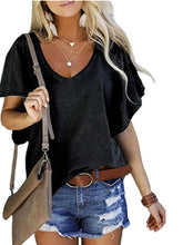 Solid Color Lotus Leaf Sleeve Loose V-neck Short-sleeved Top T-shirt