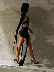 Halterneck Half-sleeve Maxi Dress