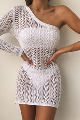 Spitzenbluse mit One-Shoulder-Ausschnitt