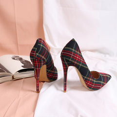 Trendy Plaid Pointed Toe Stilettos High Heels(Plus Size) Newgew