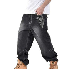 Embroidered loose men denim pants