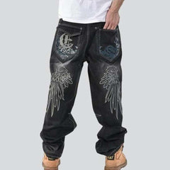 Embroidered loose men denim pants