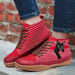 Cute Cat Print Flat Boots