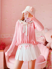 Kawaii Bow Pleated Mini Skort