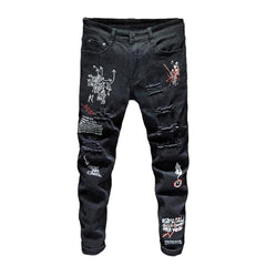Bemalte zerrissene Jeans für Männer