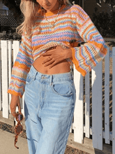 Stripe Crochet Knit Sweater