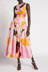 Sleeveless Hollow Out Mid-Length dress - High Waist Elegance