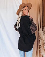 Spice It Up Contrast Leopard Denim Jacket - Black - FINAL SALE Ins Street