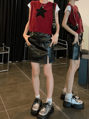 Kurzes Pullover-Oberteil aus Jacquard mit Rundhalsausschnitt und Sternen