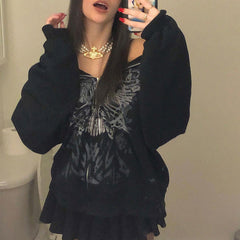 Front Zip Printed Hoodie