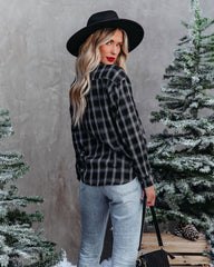 Sunelle Kariertes Button-Down-Oberteil aus Baumwollmischung - Schwarz