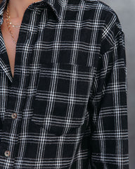 Sunelle Kariertes Button-Down-Oberteil aus Baumwollmischung - Schwarz