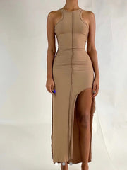 Simple Slit Sleeveless Dress