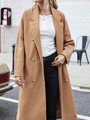 Mittellanger zweireihiger Wollmantel mit Cardigan-Träger für Herbst und Winter