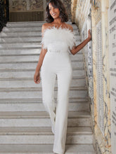 Feather Tube Top Jumpsuit