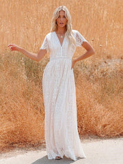 Tulle Deep V Romantic Wedding Dress