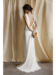 Simple Light Wedding Satin Slim Fit Slim Bridal Backless Trailing Evening Dress 2023-03-14 InsStreet