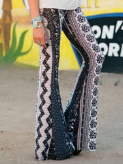 Skinny Bag Hip Retro Print Micro-Flare Damenhose