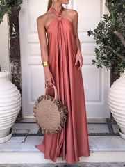 Temperament Satin Straps Großes Swing Kleid