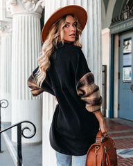 Taron Hemdjacke aus Baumwollmischung mit kontrastierendem Karomuster - Schwarz