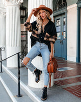 Taron Hemdjacke aus Baumwollmischung mit kontrastierendem Karomuster - Schwarz