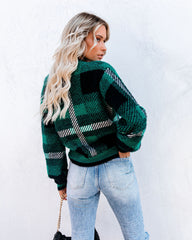 Flauschige Strickjacke „Taylor“ mit Karomuster