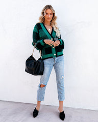 Flauschige Strickjacke „Taylor“ mit Karomuster