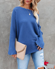 This Time Around gerippter Dolman-Pullover - Kobaltblau