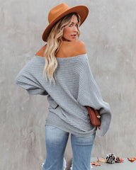This Time Around Gerippter Dolman-Pullover - Heather Grey