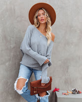 This Time Around Gerippter Dolman-Pullover - Heather Grey