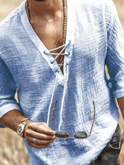 Solid Color Mid-sleeve Large V-neck T-shirt Shirt