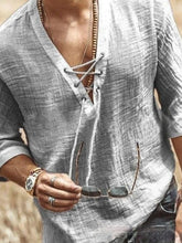 Solid Color Mid-sleeve Large V-neck T-shirt Shirt