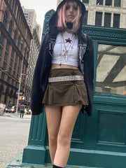 Star Patch Washed Denim Skirt