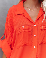 Too Good For You Button-Down-Top - Rot Orange