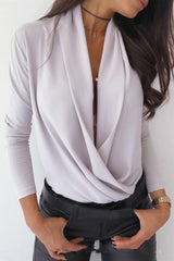 Langarmbluse mit V-Ausschnitt fürs Büro