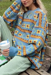 Vintage Blumenpullover