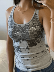 Vintage Floral Star Print Tank Top