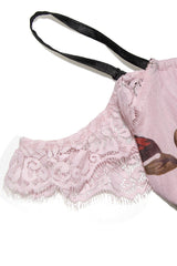 Vintage Rüschen Spitzenbesatz Mesh Hohe Taille Zweiteiliges Maxikleid - Blumen