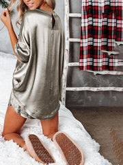 Women Solid Color Short Sleeve Top & Shorts Set