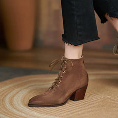 Hayat Brown Vintage Lace up Boots Newgew