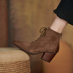 Hayat Brown Vintage Lace up Boots Newgew