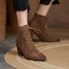 Hayat Brown Vintage Lace up Boots Newgew
