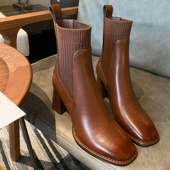 Cassandra Slip on Heeled Sock Ankle Boots Newgew