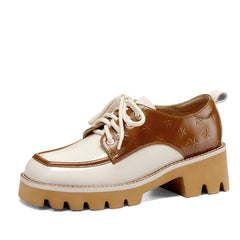 Dalary Handmade Patchwork Platform Chunky Oxfords