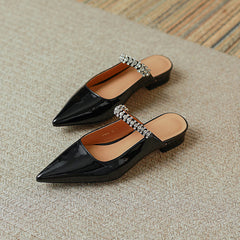 Danni Pointy Toe Mules with Rhinestones