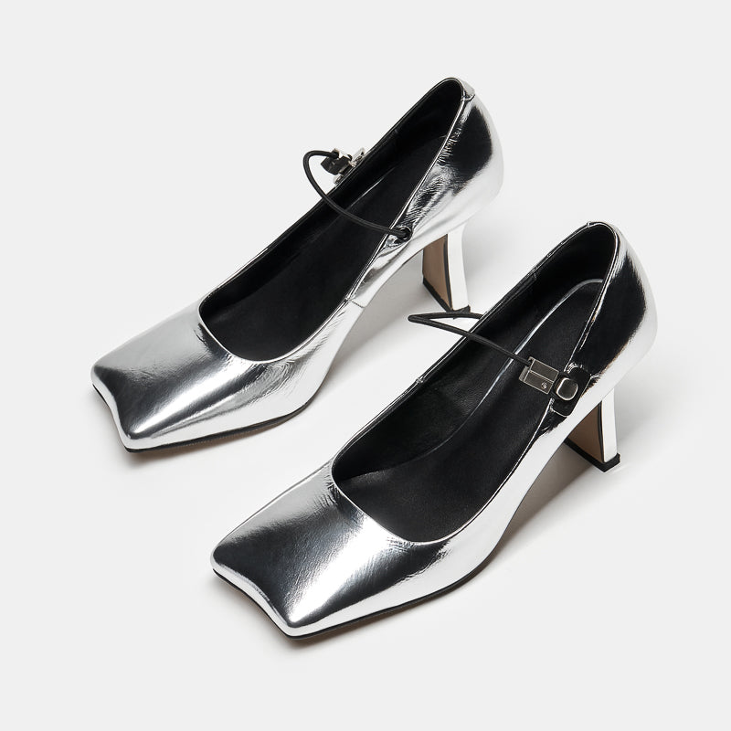 Hiba Genuine Leather Mid Heel Handmade Mary Janes Newgew