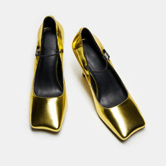 Hiba Genuine Leather Mid Heel Handmade Mary Janes Newgew